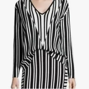 TANYA TAYLOR S Black White Stripe Johnny Sweater Women. Size XS